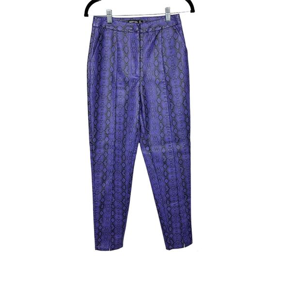 Nasty Gal Purple Faux Leather Snake Skin High Waist Pants Size 2 - Picture 3 of 11
